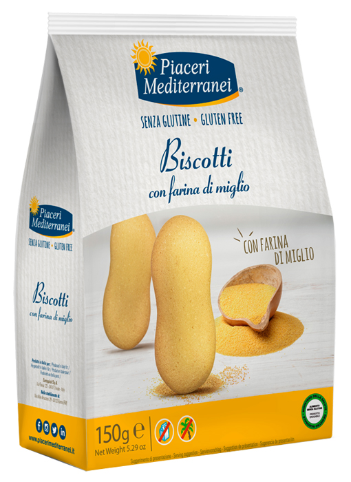 PIACERI MEDITERRANEI BISCOTTI FARINA DI MIGLIO 150 G - Farmaunclick.it