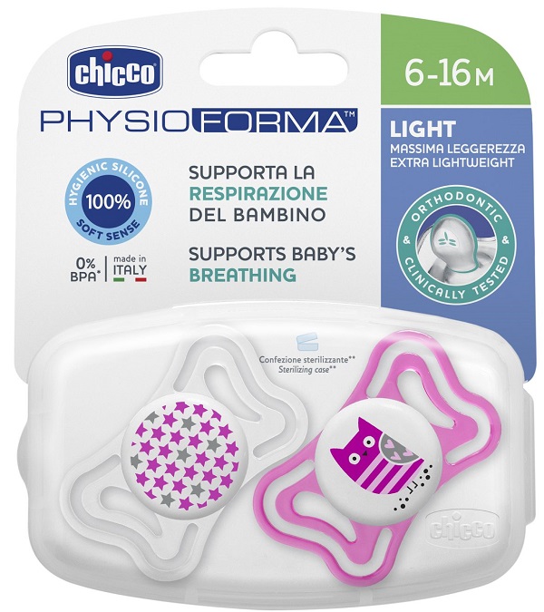 CHICCO SUCCHIETTO LIGHT GIRL SILICONE 6-16 MESI 2 PEZZI - Farmaunclick.it