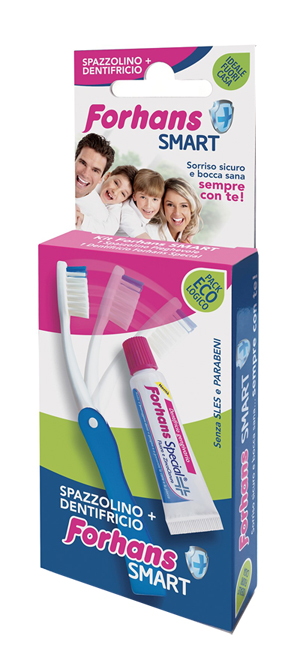 FORHANS SMART KIT IGIENE ORALE SPAZZOLINO PIEGHEVOLE + DENTIFRICIO 12 ML - Farmaunclick.it
