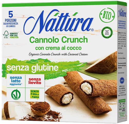 NATTURA CANNOLO CRUNCH CON CREMA AL COCCO BIO 5 PEZZI DA 25 G - Farmaunclick.it