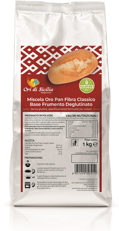 ORI DI SICILIA MIX ORO PAN FIBRA CLASSICO BASE FRUMENTO DEGLUTINATO 1 KG - Farmaunclick.it