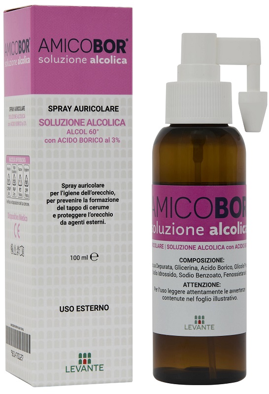 SOLUZIONE ALCOLICA PER IRRIGAZIONE DELL'ORECCHIO AMICOBOR 100 ML - Farmaunclick.it