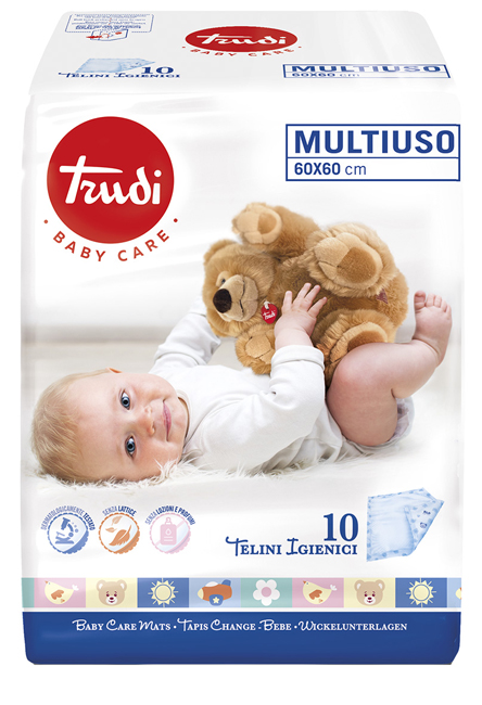 TRUDI BABY CARE TELINI MULTIUSO 60X60 CM 10 PEZZI - Farmaunclick.it