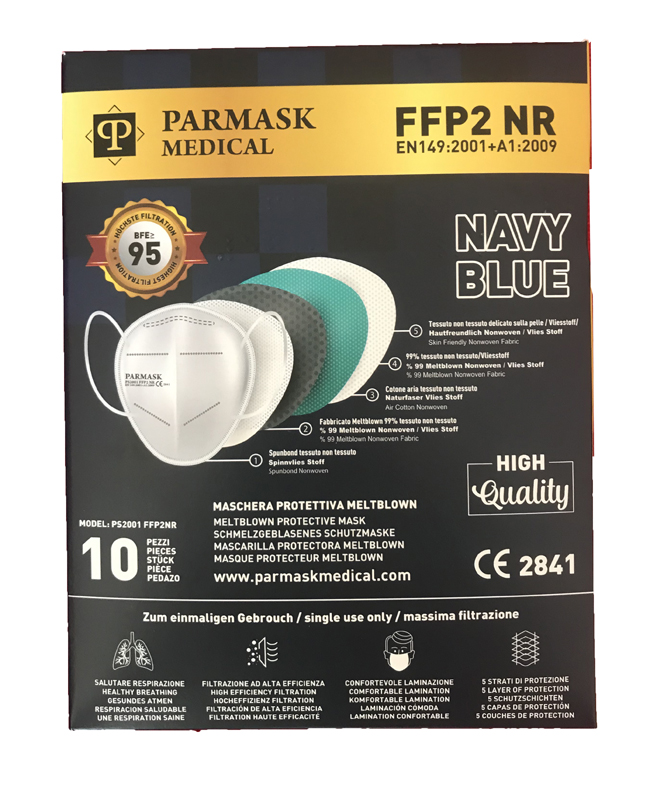 MASCHERINA FFP2 PS2001 BLU NAVY 10 PEZZI - Farmaunclick.it