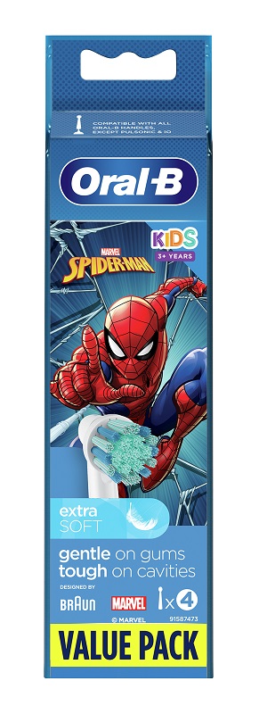 ORALB KIDS SPIDERMAN TESTINE PER SPAZZOLINO ELETTRICO 4 PEZZI - Farmaunclick.it
