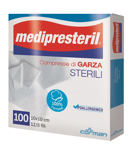 GARZA COMPRESSA MEDIPRESTERIL 12/8 FU 10X10CM 100 PEZZI - Farmaunclick.it