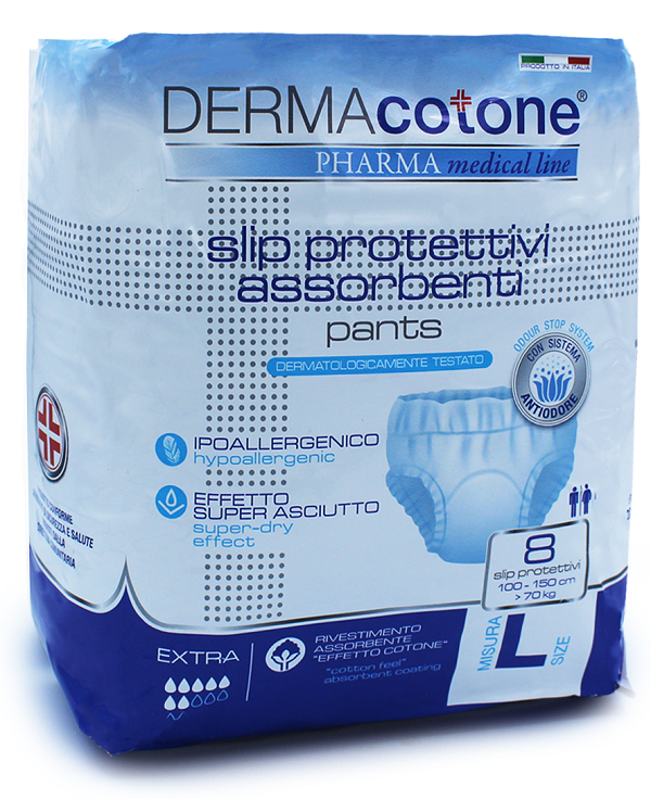 SLIP PROTETTIVO ASSORBENTE PANTS DERMACOTONE L 8 PEZZI - Farmaunclick.it