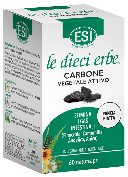 ESI LE DIECI ERBE CARBONE VEGETALE ATTIVO 60 NATURCAPS - Farmaunclick.it