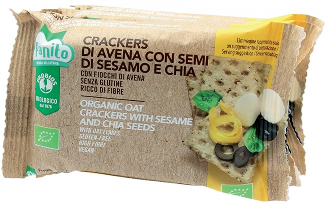 PANITO CRACKERS DI AVENA CON SEMI DI SESAMO E CHIA BIO 4 PEZZI DA 35 G - Farmaunclick.it