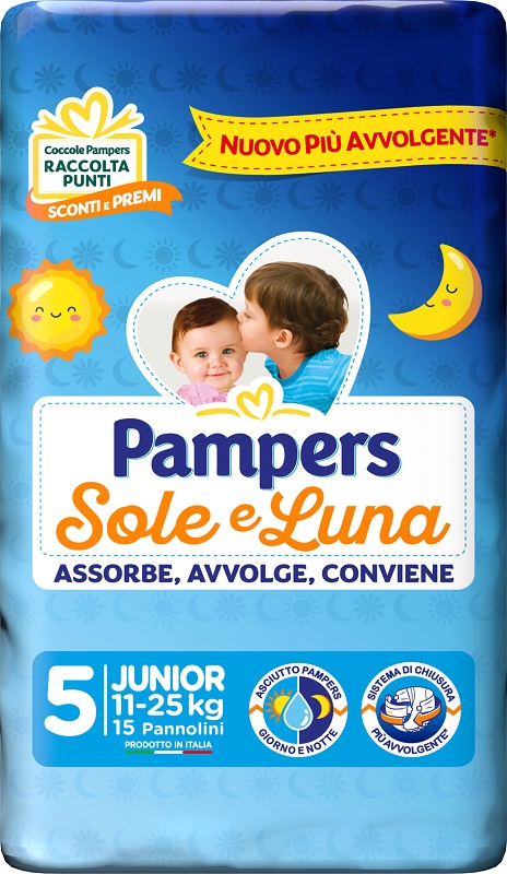 PAMPERS SOLE&LUNA JUNIOR 15 PEZZI - Farmaunclick.it
