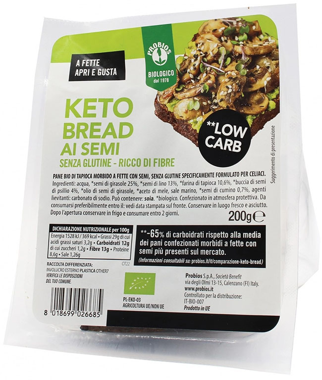 PROBIOS KETO BREAD CON SEMI SENZA GLUTINE 200 G - Farmaunclick.it