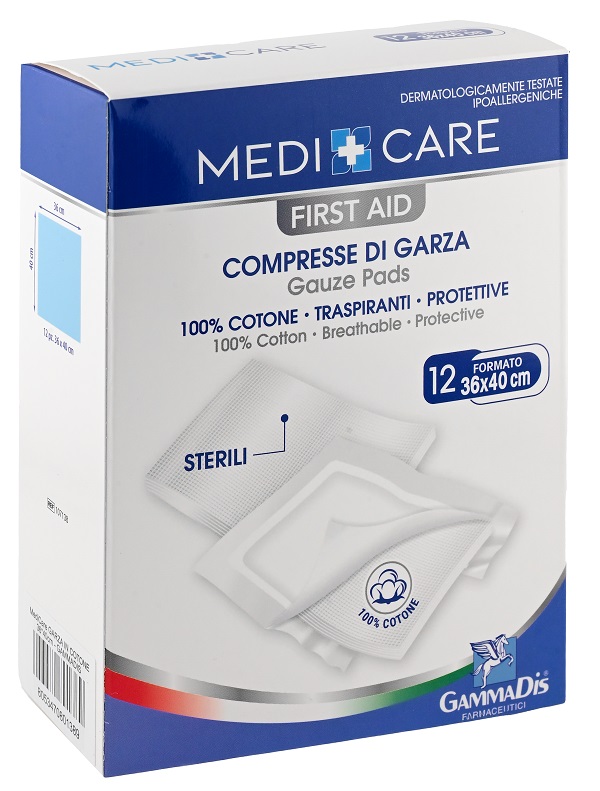 GARZA MEDICARE COTONE 36X40 CM 12 PEZZI - Farmaunclick.it