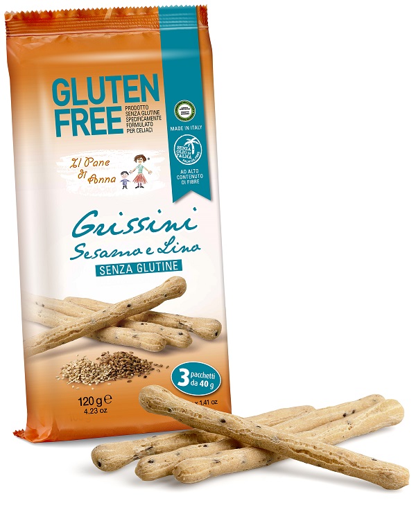 IL PANE DI ANNA GRISSINI CON SESAMO E LINO SENZA LATTE 3 PEZZI X 40 G - Farmaunclick.it
