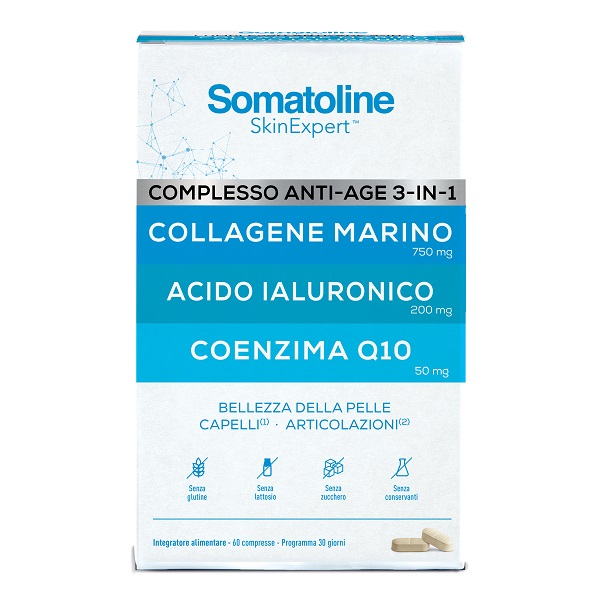 SOMATOLINE COMPLESSO ANTI AGE 3IN1 60 COMPRESSE SENZA GLUTINE SENZA LATTOSIO - Farmaunclick.it